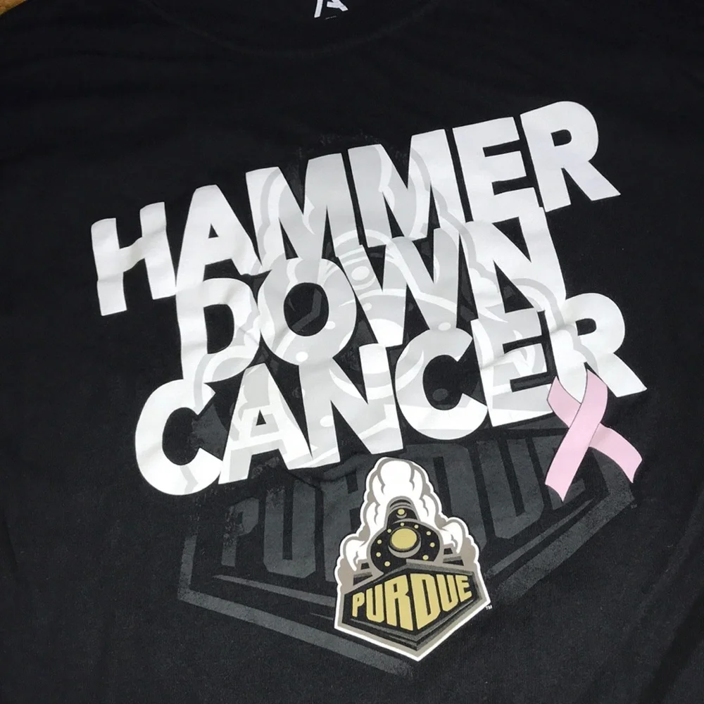 Purdue "Hammer Down Cancer" Navy Graphic Tee - Picture 2 of 3